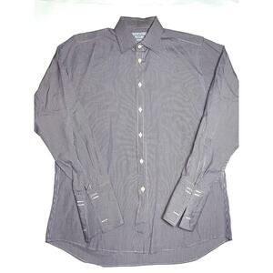 Charles Tyrwhitt Shirt Size 16.5/34 Burgundy Check Jermyn Street London Slim